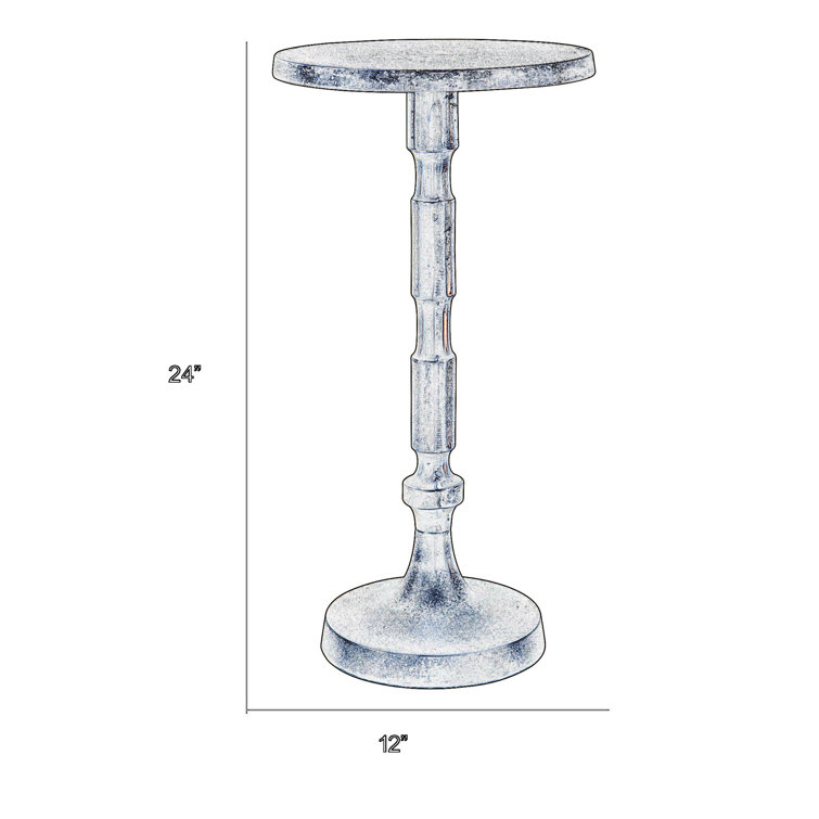 Antique Brass Round Aluminum Pedestal Drink Table