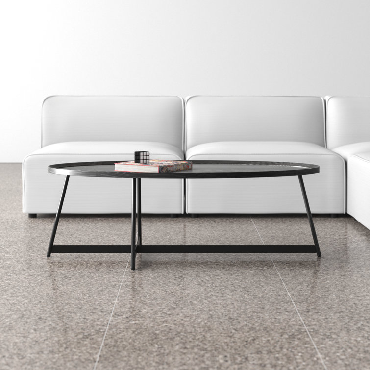 Gweneth Black Ash Oval Coffee Table with Raised Rim