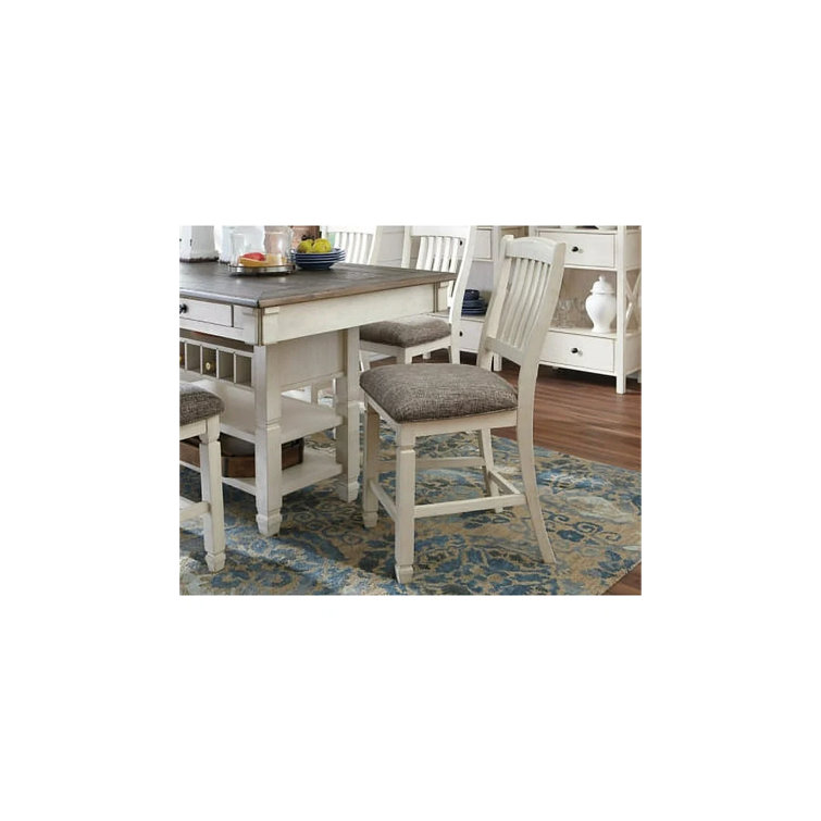 Antique White 24.5" Backless Bar Stool with Woven Seat