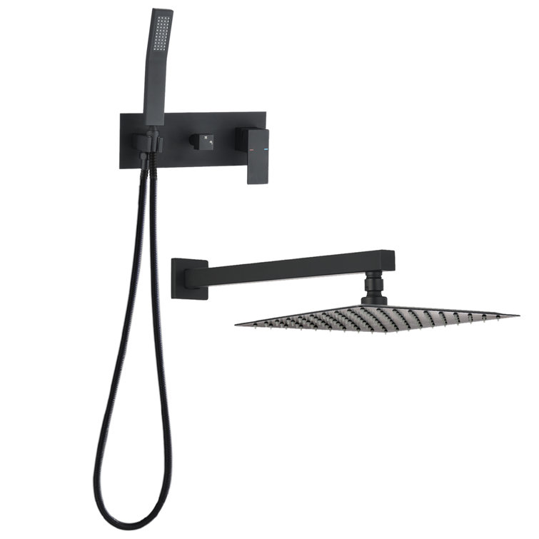 Large Black Wall Mounted Rain Shower System