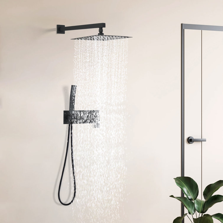 Large Black Wall Mounted Rain Shower System