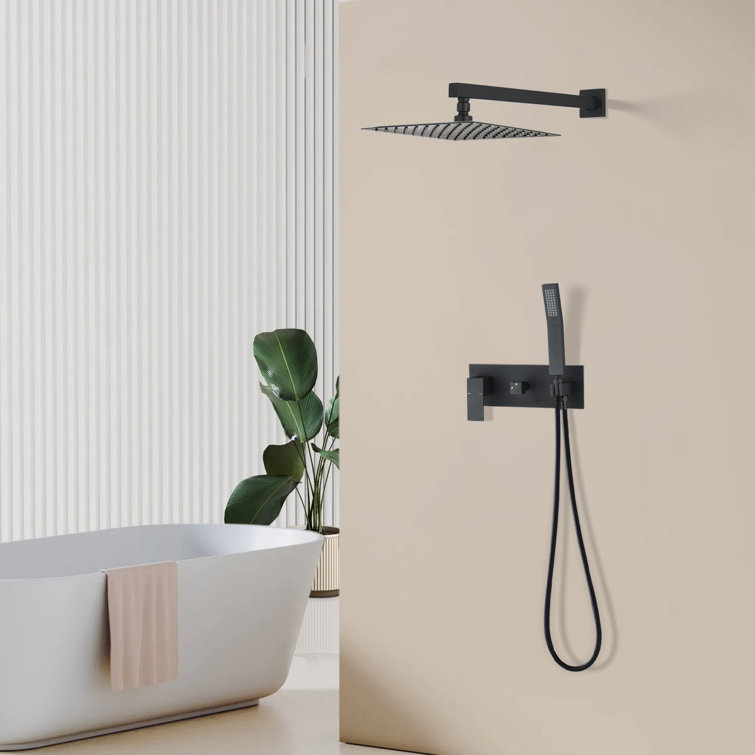 Large Black Wall Mounted Rain Shower System