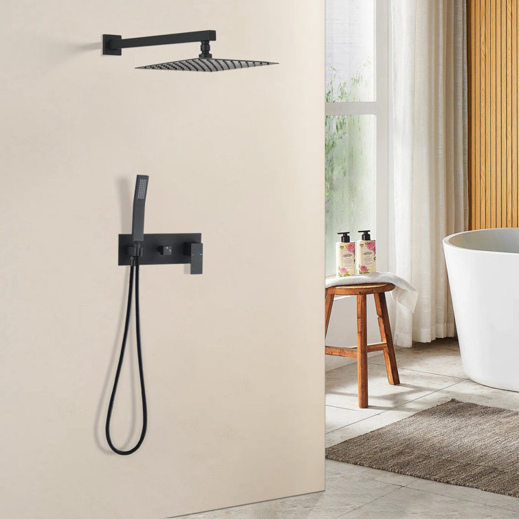 Large Black Wall Mounted Rain Shower System