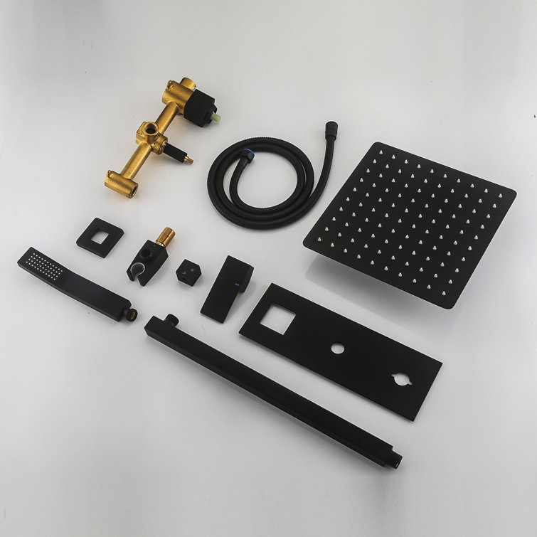 Large Black Wall Mounted Rain Shower System