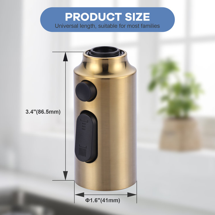 Gold 3-Function Kitchen Faucet Spray Head with 9 Adapters