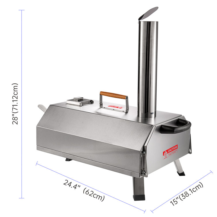 Portable Stainless Steel Wood-Fired Outdoor Pizza Oven with Timer