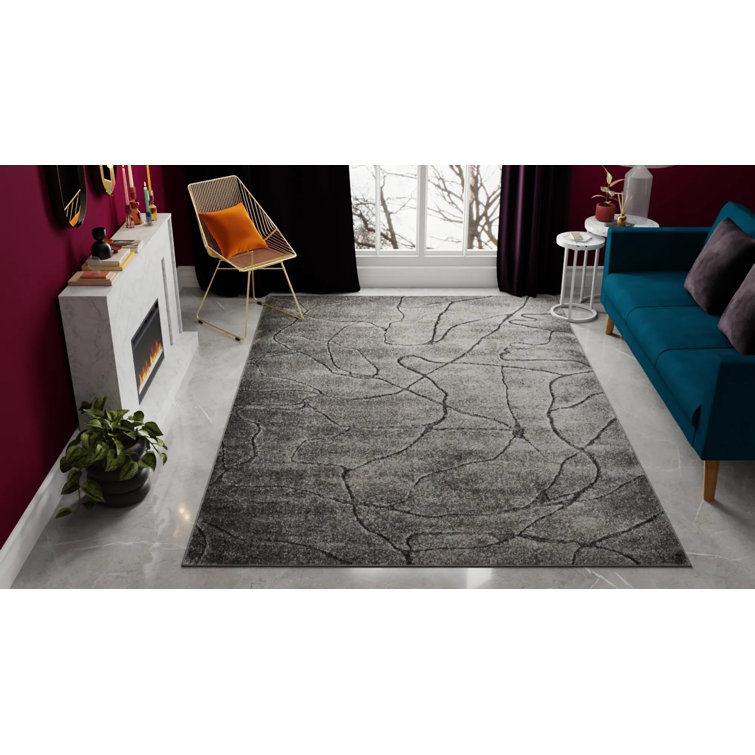 Cadence Iron Ore Geometric 5' x 7' Synthetic Area Rug
