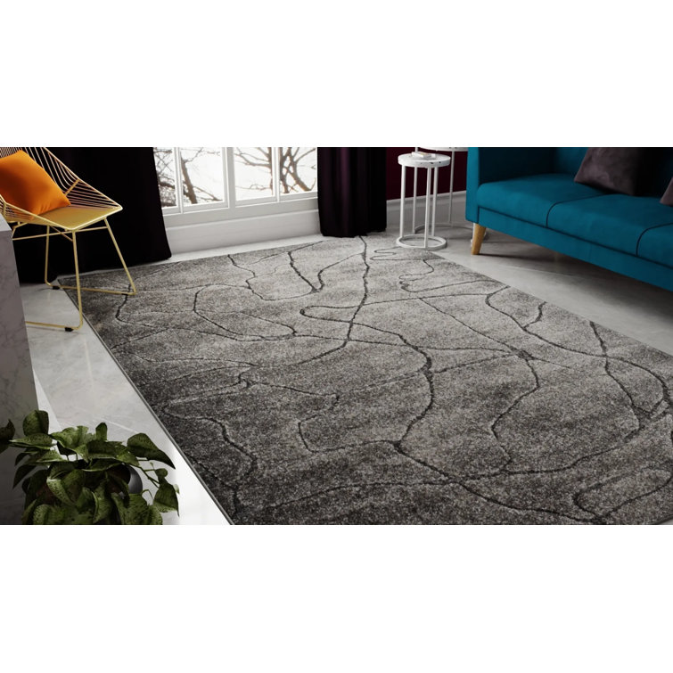 Cadence Iron Ore Geometric 5' x 7' Synthetic Area Rug