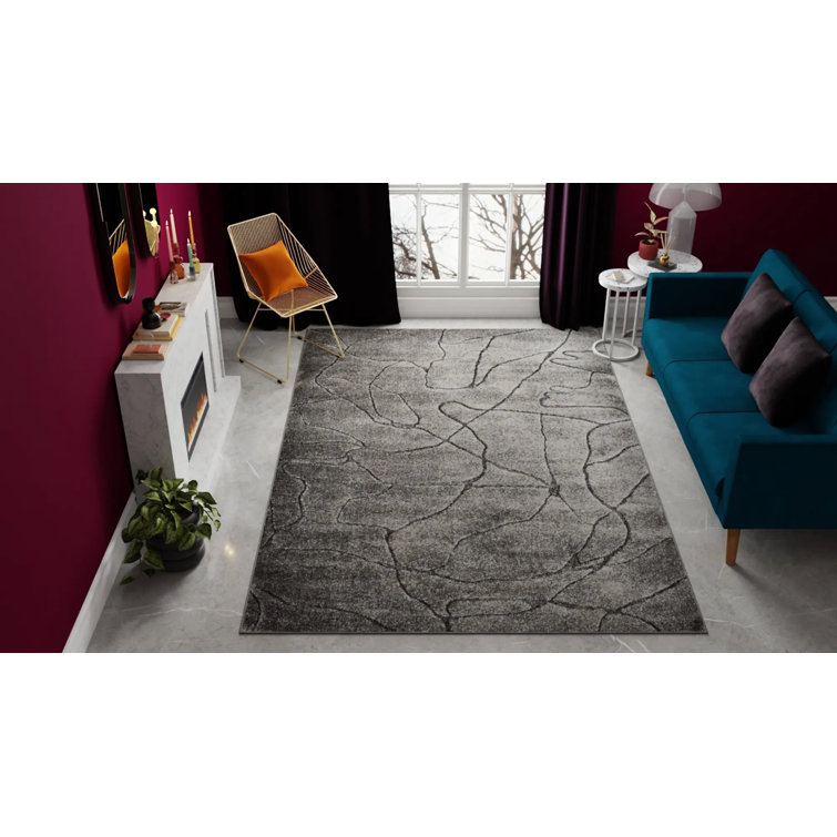Cadence Iron Ore Geometric 5' x 7' Synthetic Area Rug