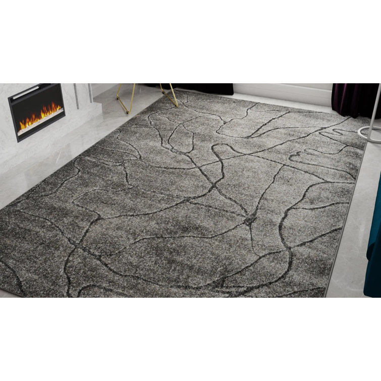 Cadence Iron Ore Geometric 5' x 7' Synthetic Area Rug