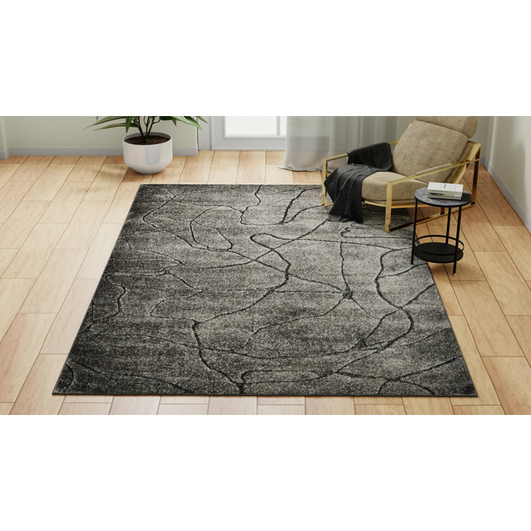 Cadence Iron Ore Geometric 5' x 7' Synthetic Area Rug