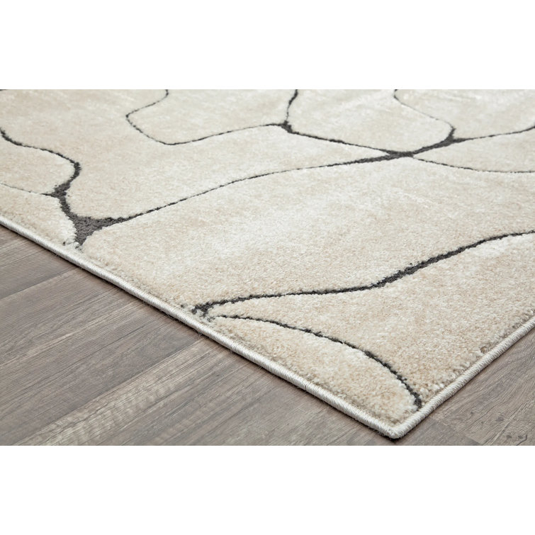 96" Round Tan Synthetic Stain-Resistant Area Rug