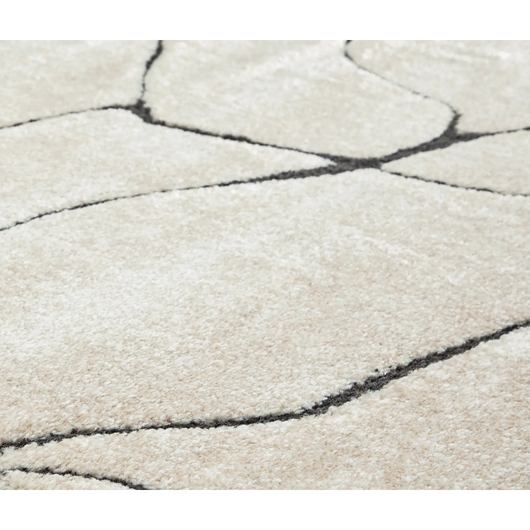96" Round Tan Synthetic Stain-Resistant Area Rug