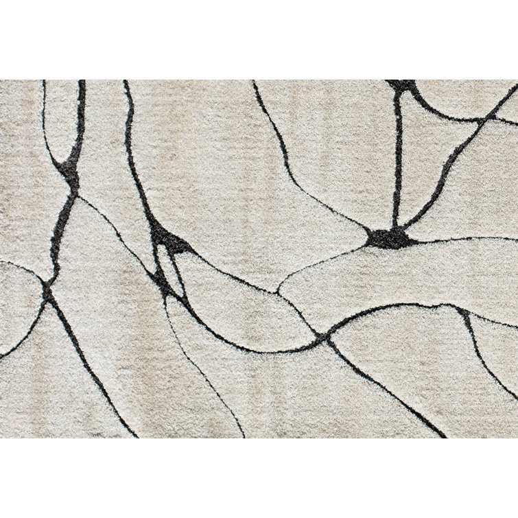 96" Round Tan Synthetic Stain-Resistant Area Rug