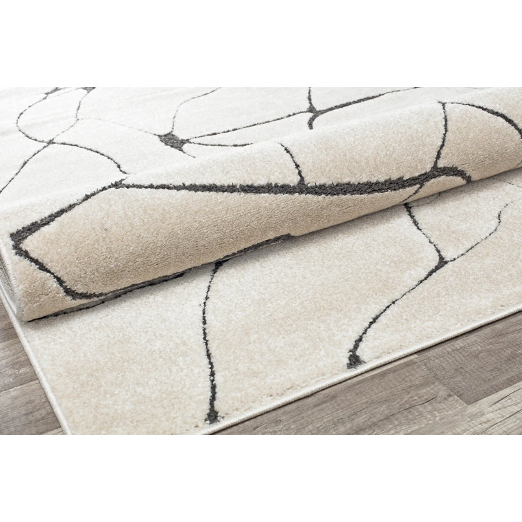 96" Round Tan Synthetic Stain-Resistant Area Rug