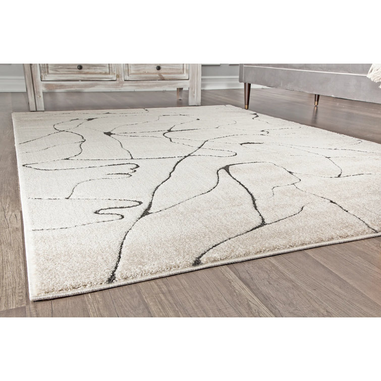 96" Round Tan Synthetic Stain-Resistant Area Rug