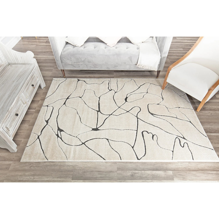 96" Round Tan Synthetic Stain-Resistant Area Rug