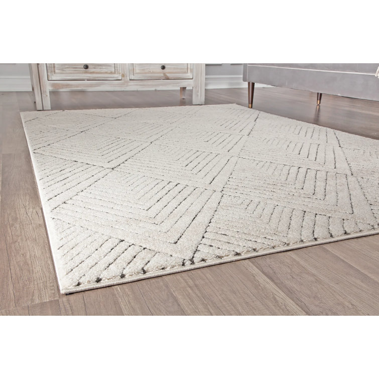 Alabaster Diamond 8'x10' Synthetic Area Rug with Stain-Resistant Finish