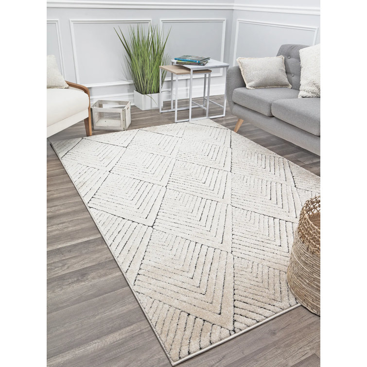 Alabaster Diamond 8'x10' Synthetic Area Rug with Stain-Resistant Finish