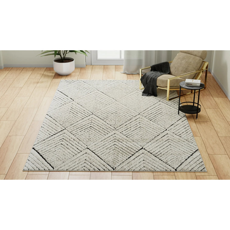 Alabaster Diamond 8'x10' Synthetic Area Rug with Stain-Resistant Finish