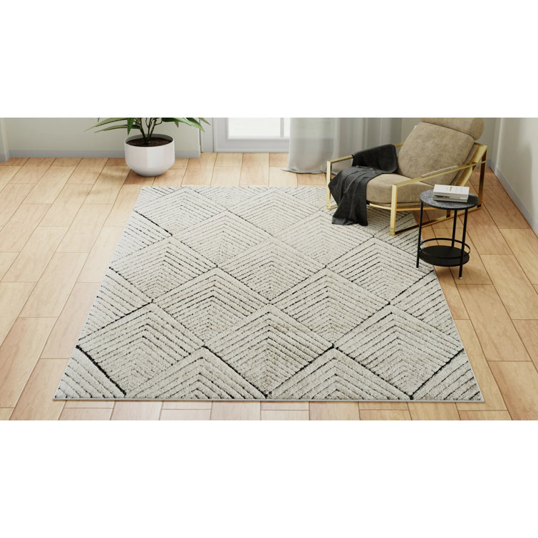 Alabaster Diamond 8'x10' Synthetic Area Rug with Stain-Resistant Finish