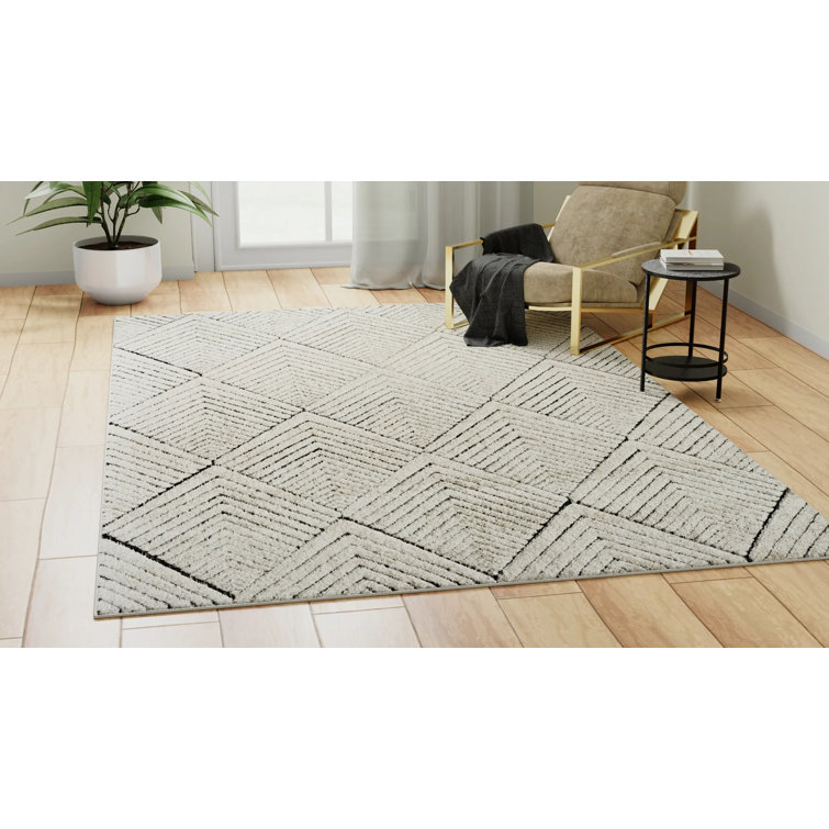 Alabaster Diamond 8'x10' Synthetic Area Rug with Stain-Resistant Finish
