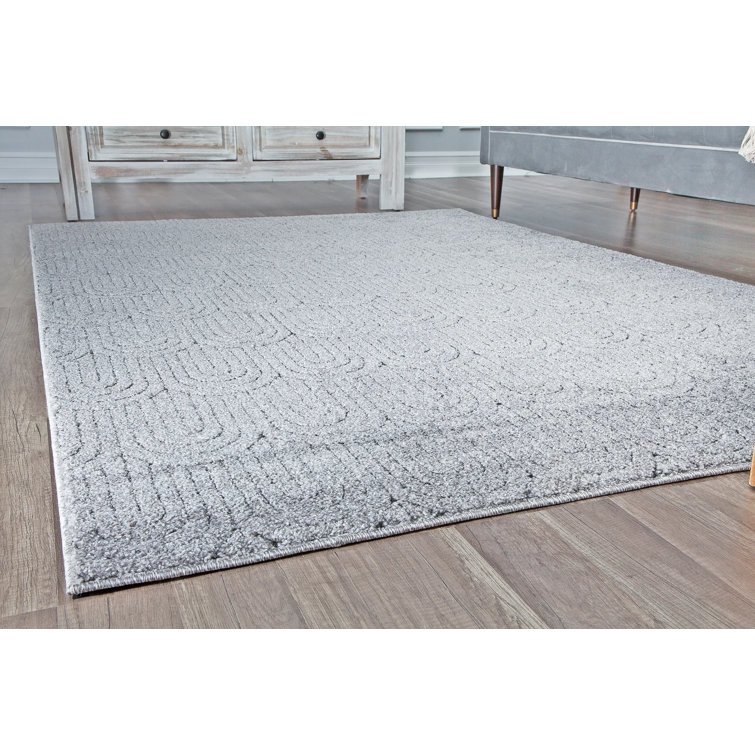 Flawless Quartzite Geometric 18" Square Gray Synthetic Rug