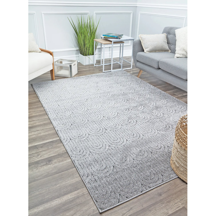 Flawless Quartzite Geometric 18" Square Gray Synthetic Rug