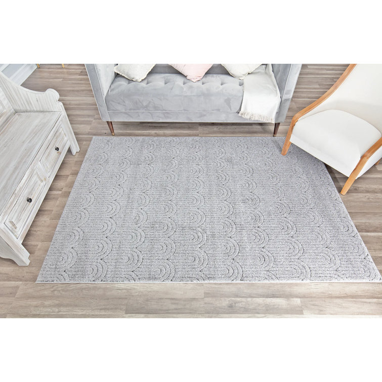 Flawless Quartzite Geometric 18" Square Gray Synthetic Rug