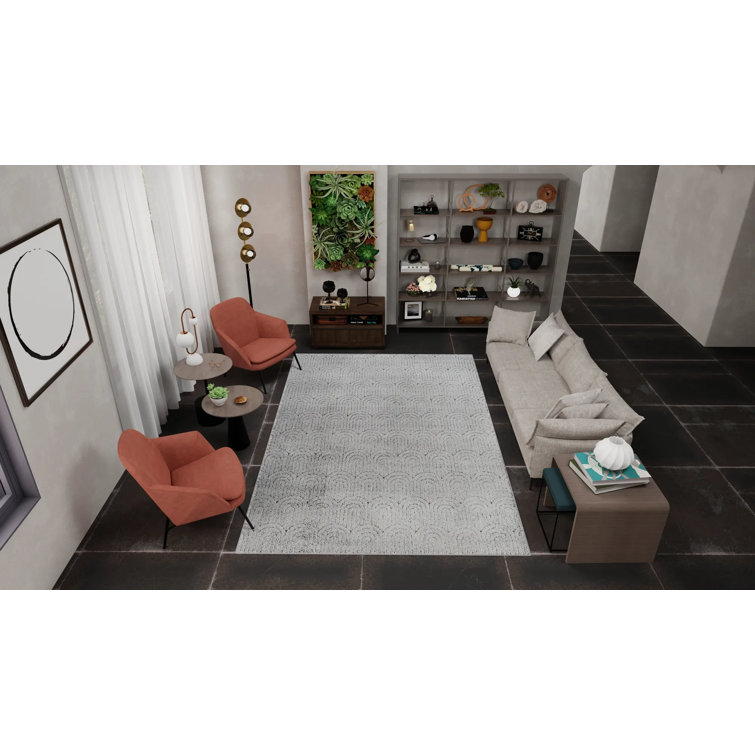 Flawless Quartzite Geometric 18" Square Gray Synthetic Rug