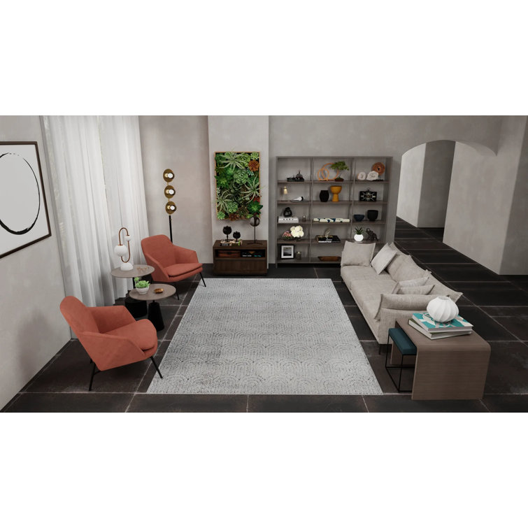 Flawless Quartzite Geometric 18" Square Gray Synthetic Rug