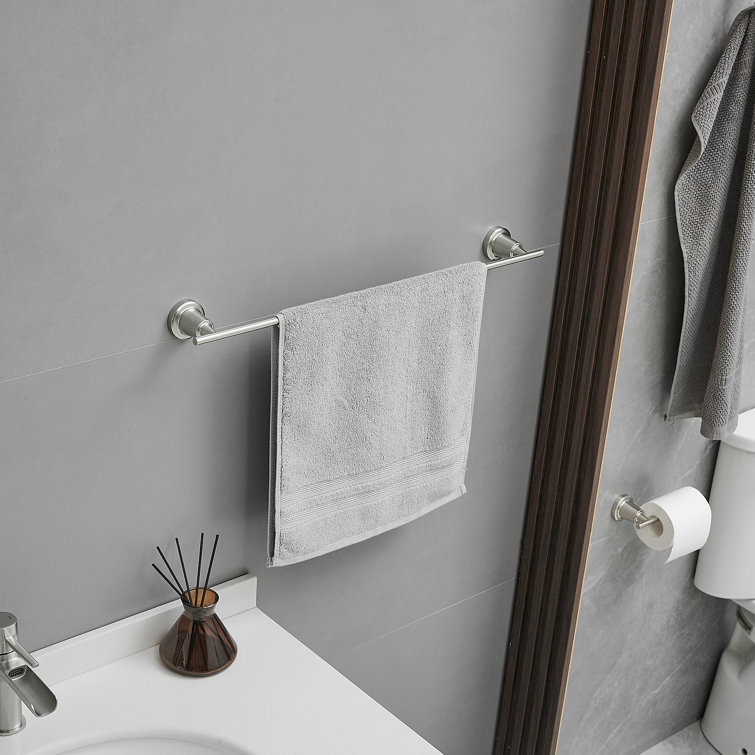 Brushed Nickel 4-Piece Bathroom Hardware Set with Towel Bar