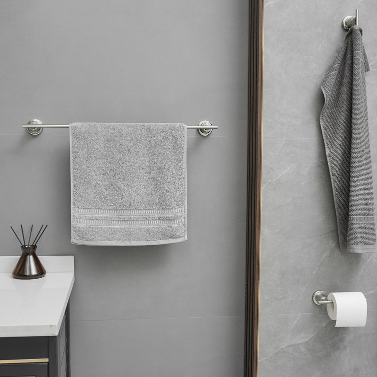 Brushed Nickel 4-Piece Bathroom Hardware Set with Towel Bar