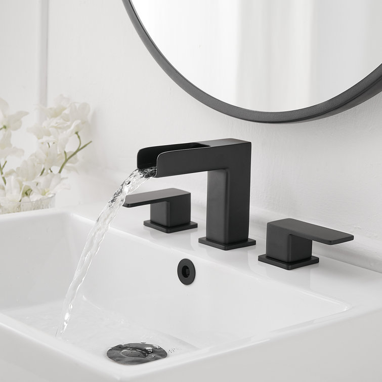Matte Black Widespread 2-Handle Bathroom Faucet with Metal Drain
