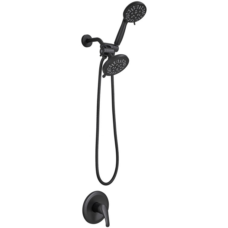 Matte Black Dual Function Rain Shower Faucet Combo Set