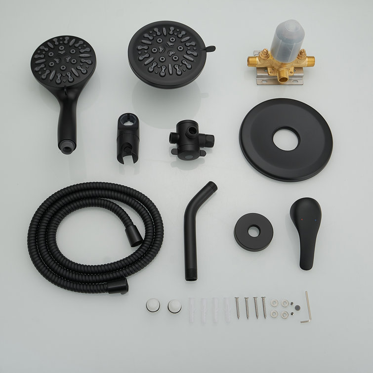 Matte Black Dual Function Rain Shower Faucet Combo Set