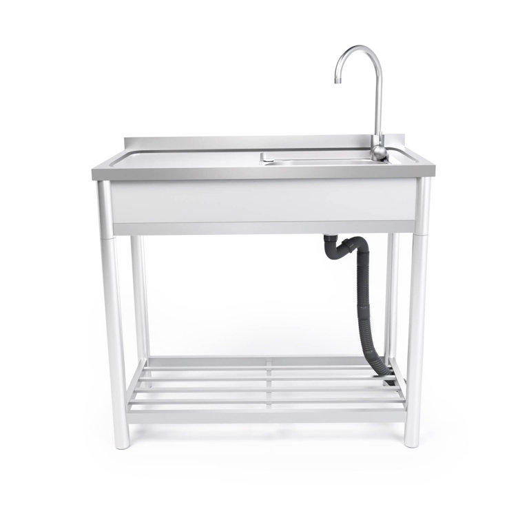 39'' Silver Stainless Steel Free Standing Laundry Sink with Faucet