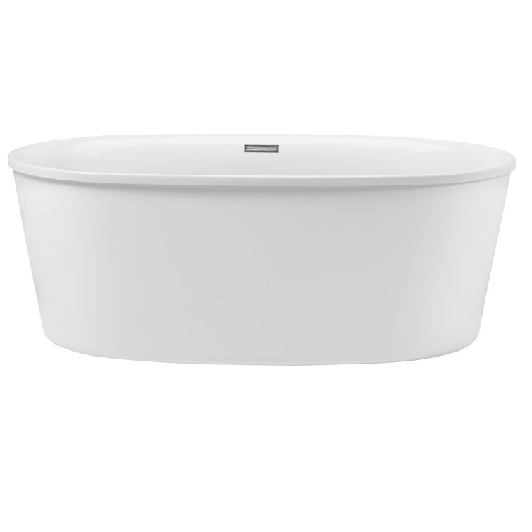 Adel 57.25" White Acrylic Freestanding Oval Air Bathtub