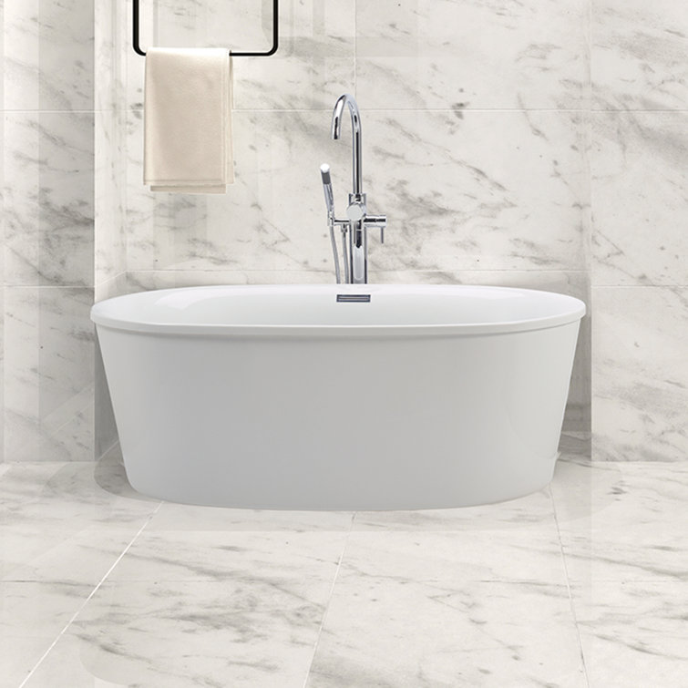 Adel 57.25" White Acrylic Freestanding Oval Air Bathtub