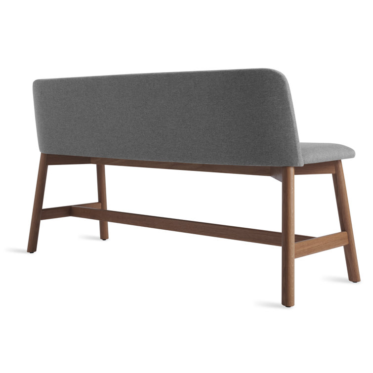 Chip Bench in Pewter with Foam Cushion and Walnut, White Oak Legs