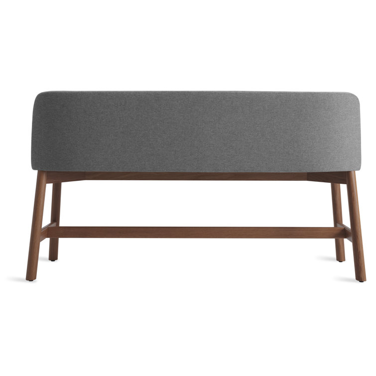 Chip Bench in Pewter with Foam Cushion and Walnut, White Oak Legs