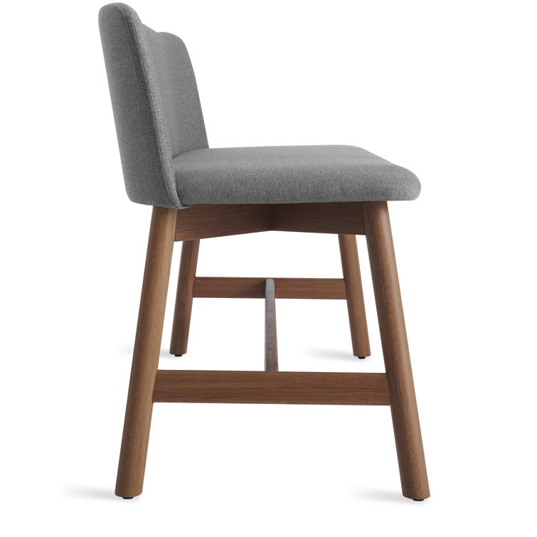 Chip Bench in Pewter with Foam Cushion and Walnut, White Oak Legs