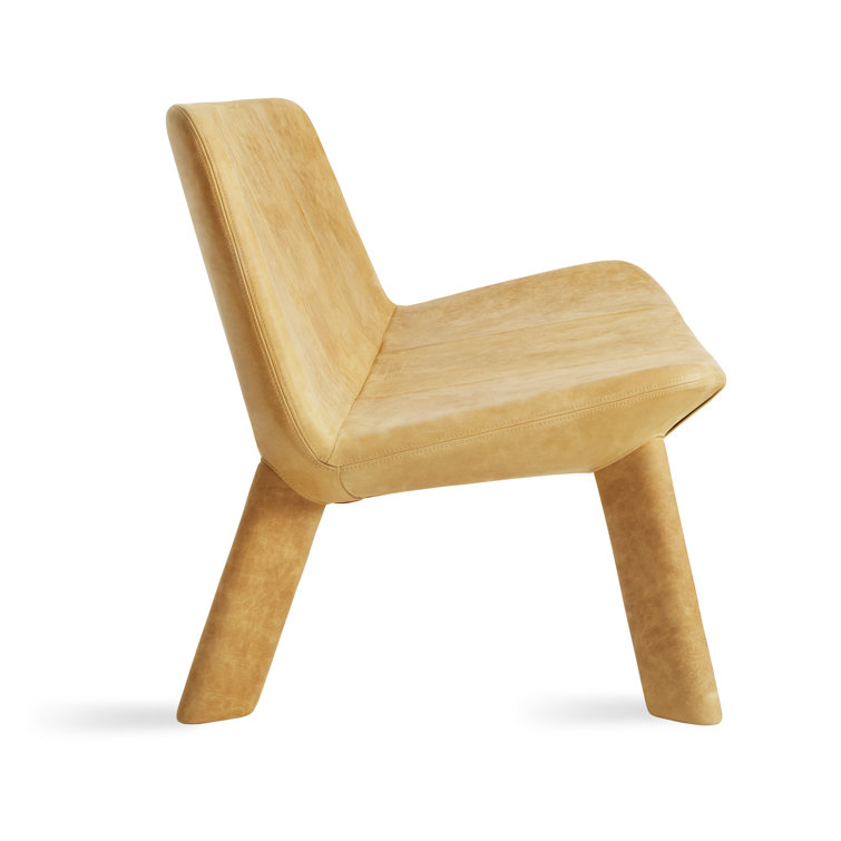 Camel Leather and Wool 3-Seater Settee with Metal Legs