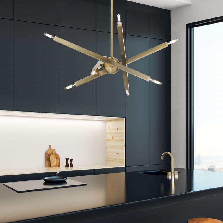 Antique Brass 8-Light Sputnik-Inspired Chandelier
