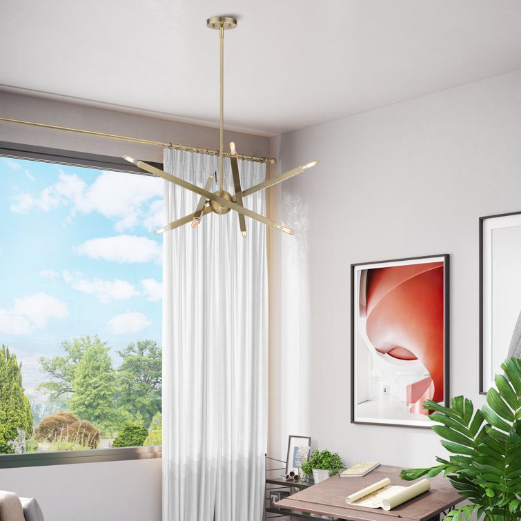 Antique Brass 8-Light Sputnik-Inspired Chandelier
