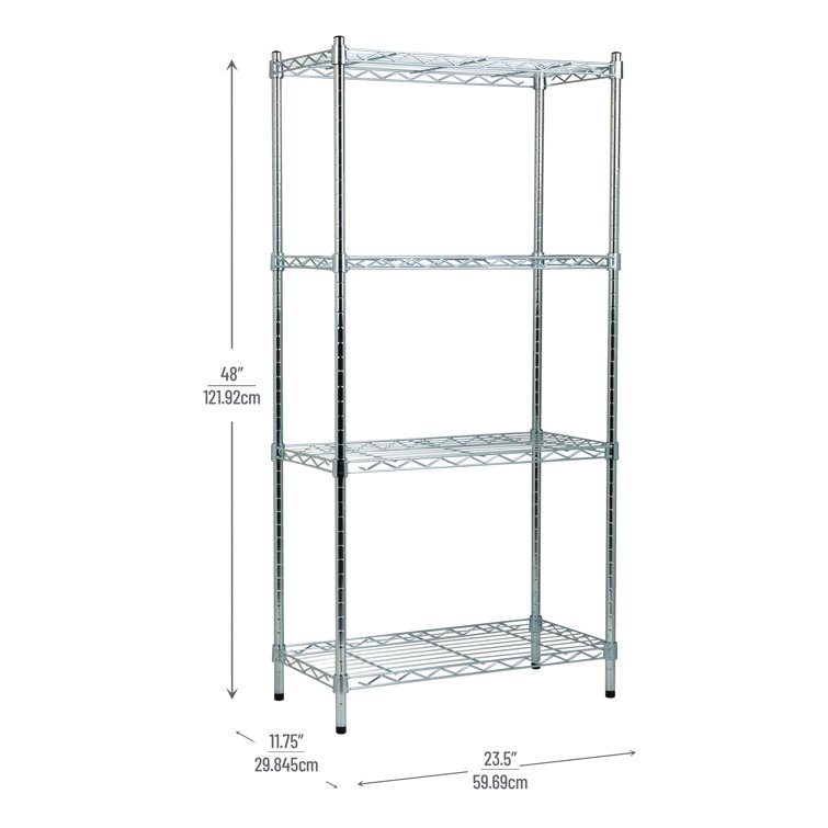 Industrial 4-Tier Chromed Steel Adjustable Shelving Unit, Silver