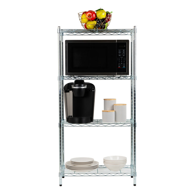 Industrial 4-Tier Chromed Steel Adjustable Shelving Unit, Silver