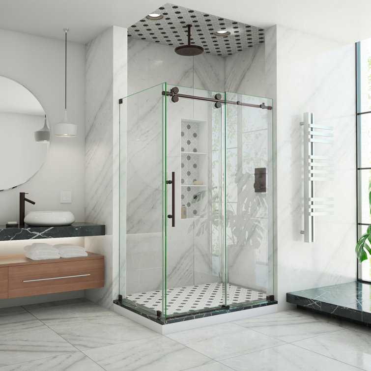 Enigma-XO 72" Polished Stainless Steel Frameless Shower Enclosure