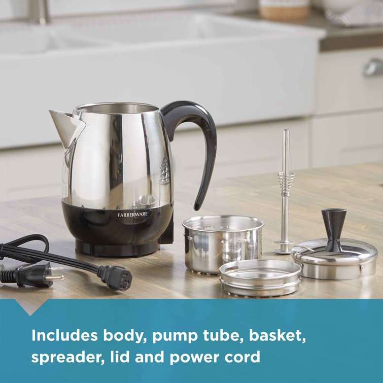 Stainless Steel 4-Cup Electric Coffee Percolator with Touchscreen