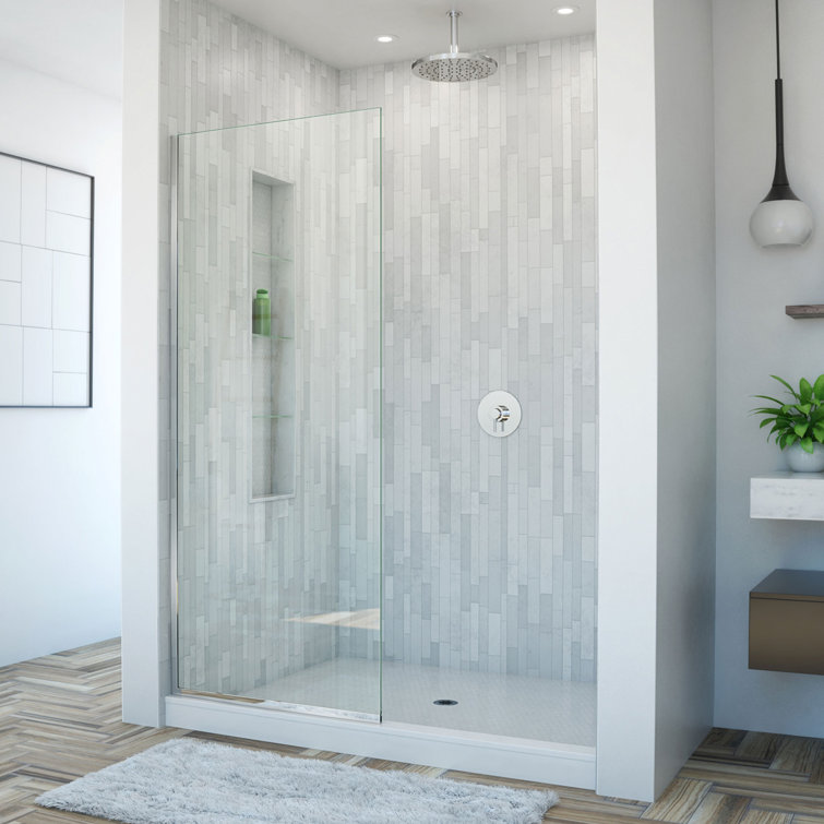 Linea 30" x 72" Frameless Clear Glass Shower Panel with Black Hardware